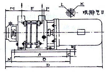 2SK-0.4、2SK-0.8兩級(jí)不環(huán)真空泵外形及安裝尺寸